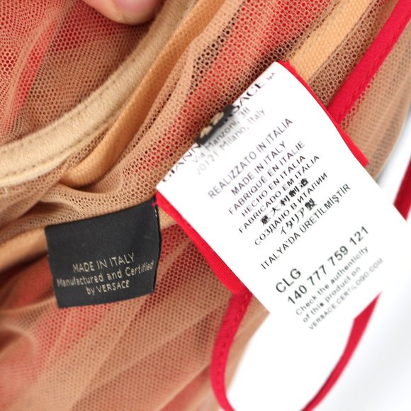 Gianni Versace Red One Shoulder Draping Scarf Embellished Mini Dress 42 US 4 6 - Picture 11 of 11